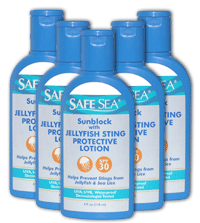 5 X bottles of Safe Sea lotion treatment protects Jellyfish Stings